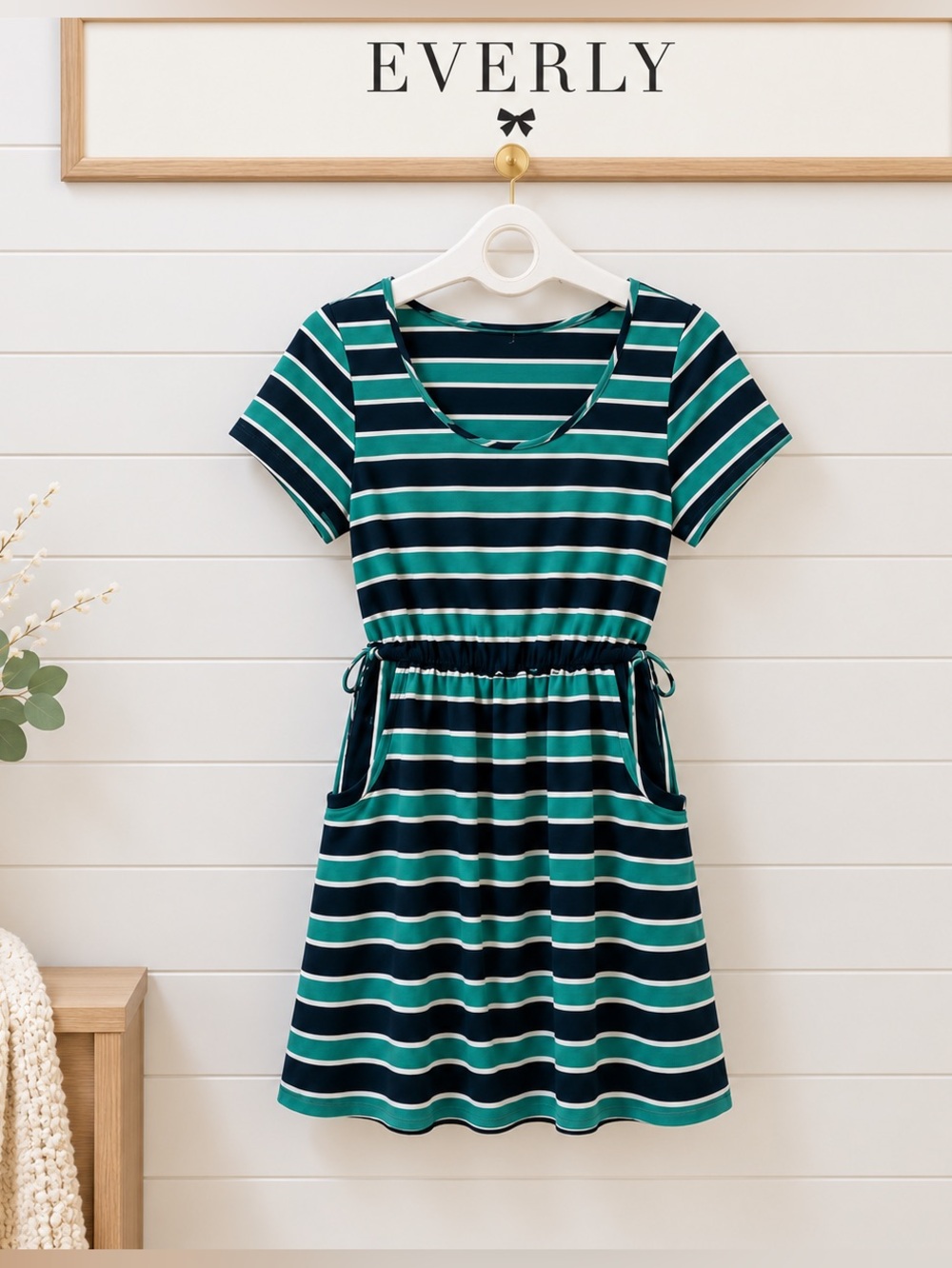 EVERLY Striped Pocket Dress size S